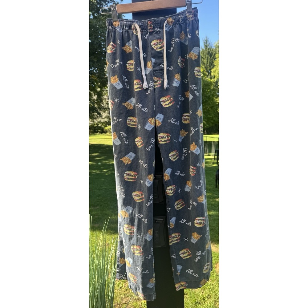 Old Navy Women's XS Pajama Lounge Cotton Pants Burger Fries All Nite Drawstring